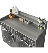 2-Tier Washer and Dryer Countertop with 2.75" H Guard,58" W x 28" D Laundry Countertop Cover with...
