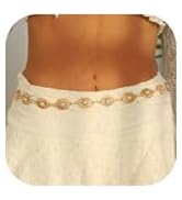 RINHOO Metal Waist Chain Belt for Women Cowgirl Chain Concho Belts for Dresses Jeans Country Conc...