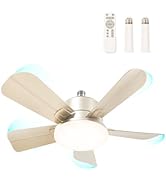 Socket Fans Light with Remote, 17'' Ceiling Fans with Lights, 3 Colors LED Ceiling Fans, 3000K-65...