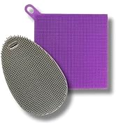 Silicone Dish Sponge Dish Scrubber [Oval+Square] – Dual-Sided, Food Grade Silicone Sponges for Di...