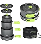 Alocs Camping Cookware Set - Lightweight Camping Pots and Pans - Portable Outdoor Cookware with K...