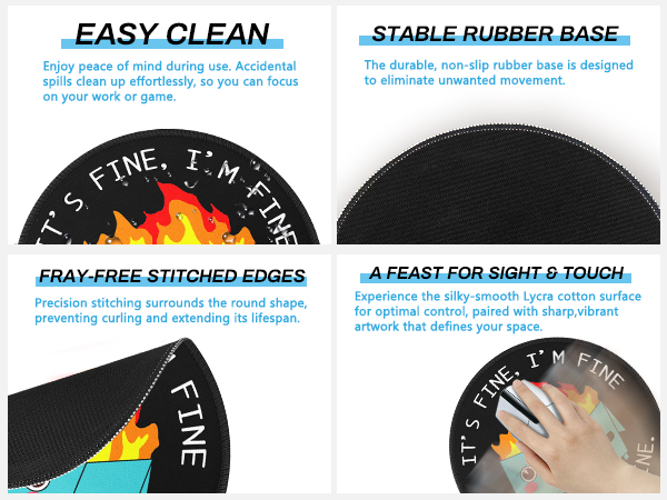 A premium, easy-clean mouse pad with a non-slip base and fray-resistant edges.