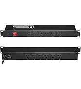 VEVOR 12 Outlet Horizontal 1U Rack Mount PDU Power Strip for Network Server Racks, Surge Protecti...