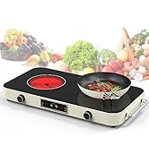 GIHETKUT Electric Cooktop, 2200W 110V Electric burner, Electric Stove Top with 2 Handle, 2 Burner...