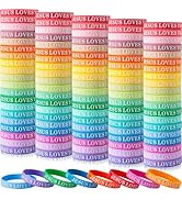 IDREAMBAND 100 Pcs Jesus Loves You Wristbands - Colorful Rubber Bracelets for Men, Women &amp; Party ...
