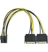 YiKaiEn Dual SATA to 8 Pin (6+2 Pin) Video Card GPU Power Supply Cable 8.6inch 22cm (1 Pack)