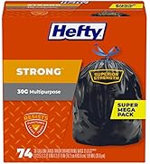 Hefty Strong Large Trash Bags, 30 Gallon, 74 Count (Packaging may vary)