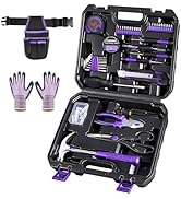 43 Piece Tool Set For Women– Purple Hand Tool Kit with Waist Pouch &amp; Gloves for DIY, Home Repairs...