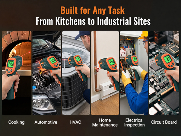 cooking, auto repair, HVAC, home maintenance, electrical inspection and circuit board testing