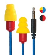 Plugfones Protector VL Audio Earbuds, OSHA Compliant Earplugs with Sound, Blue &amp; Yellow