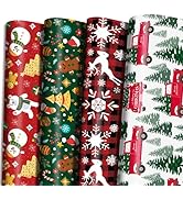 OHOME Christmas Wrapping Paper - Christmas Decorations | Christmas Gift Bags | Red, Green and Whi...