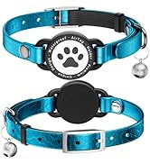 Leather Airtag Cat Collar - Waterproof Cat Collar AirTag Holder with Metal Buckle | Comfortable, ...