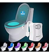 ZEZHOU Original Toilet Night Light 2 Pack, Motion Sensor Activated LED Lamp, Fun 8 Colors Changin...
