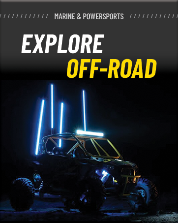 Explore off-road with Stinger marine and powersports products.