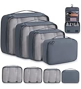 OrgaWise 8 Set Packing Cubes Travel Luggage Compression Pouches Waterproof Organizers - 3 Travel ...