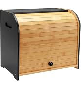 Thalomely Bread Box for Kitchen Countertop, Double Layer Bamboo Bread Storage Container for Homem...