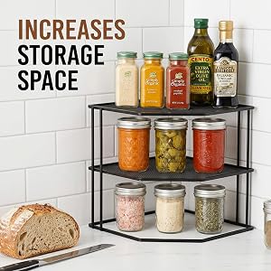 Yarlung 3-Tier Cabinet Corner Shelf, 9x9x7.5 Inches Metal Wire Plate Rack Kitchen Counter Organizer