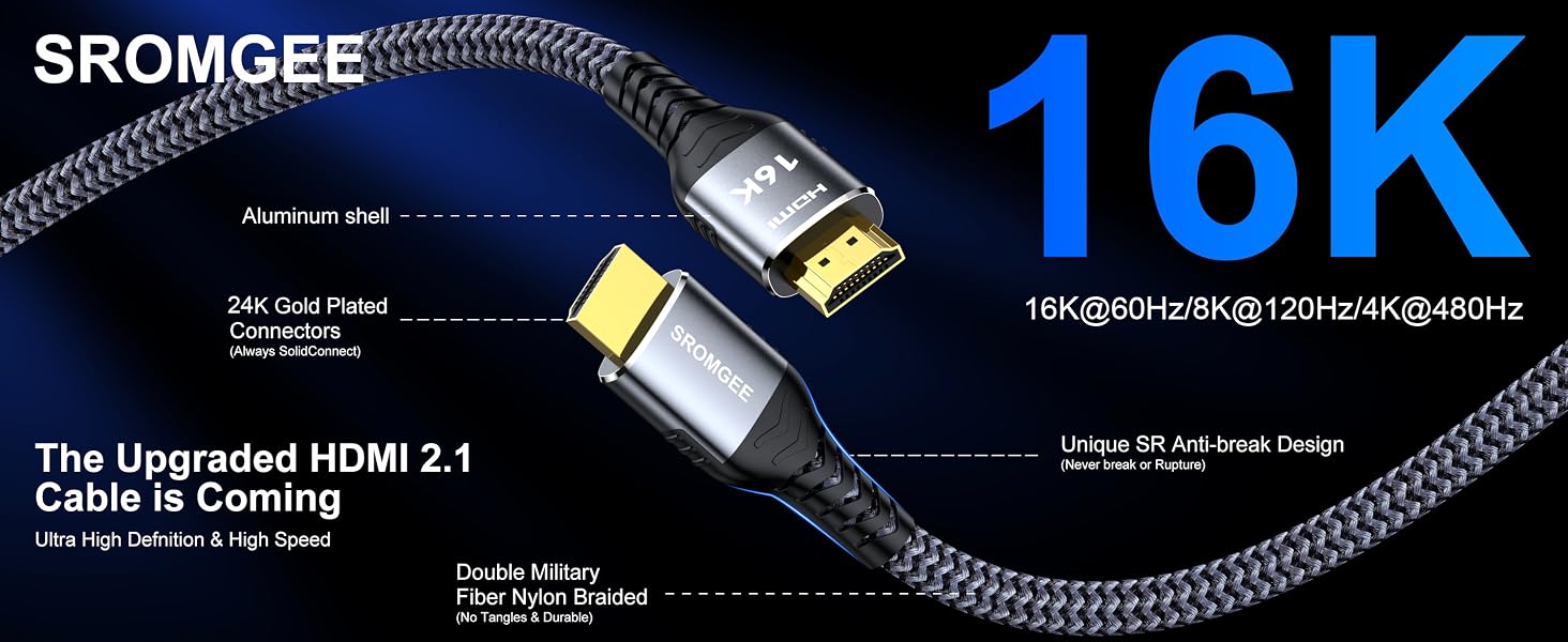 16K HDMI cable 3.3/6.6/10ft