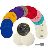 19 Pack 4 Inch Diamond Polishing Pads Kit, 15 Pcs Wet/Dry Grit Polish Pad 50-10000 with 5/8’’-11 ...