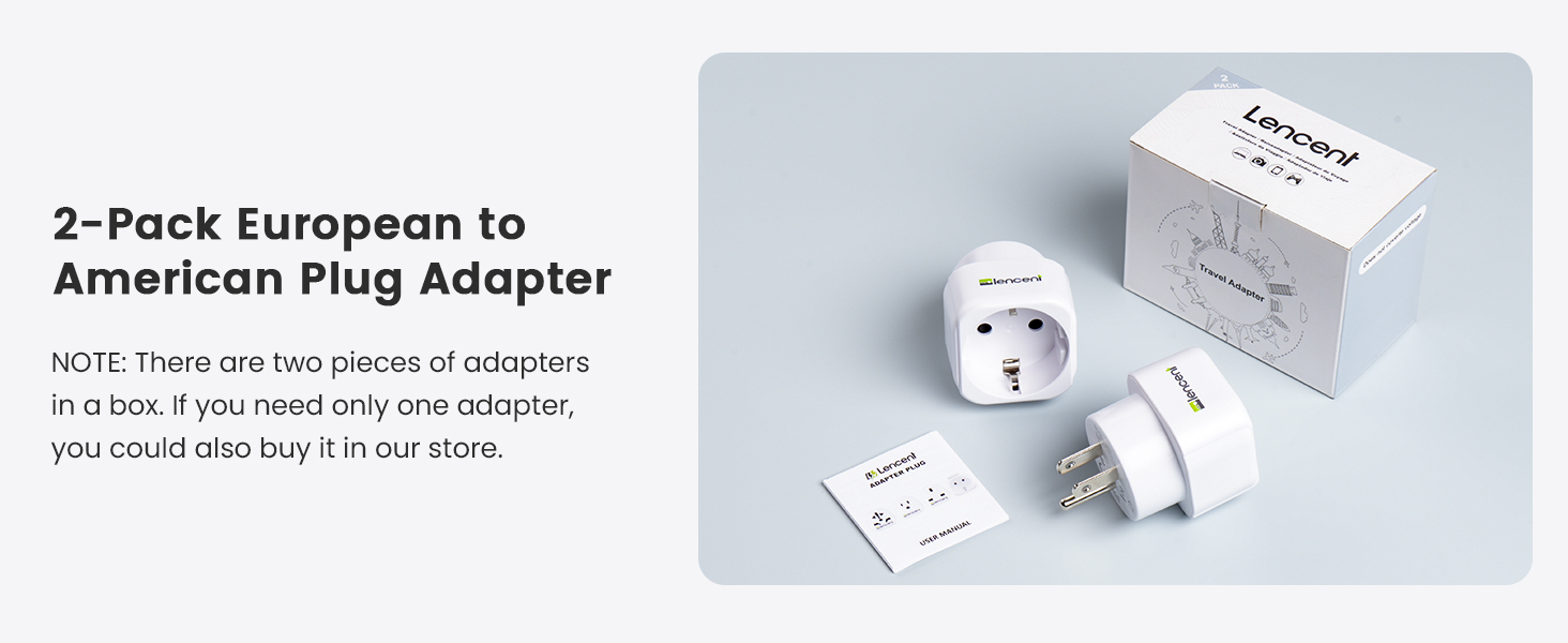 EU to US Adapter 2 Pack