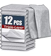 Navona 12 Pcs New Upgrade Steel Wire Dishcloth,Triple-Layer Steel Wire Cleaning Cloth,Powerful Cl...