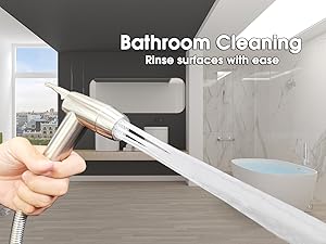 high pressure handheld bidet sprayer for bathroom cleaning and surface rinsing