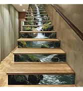 ANNA QUEEN 14 PCS Peel and Stick Stair Stickers – 39x7 Inch, Nature-Inspired Waterfall Design for...