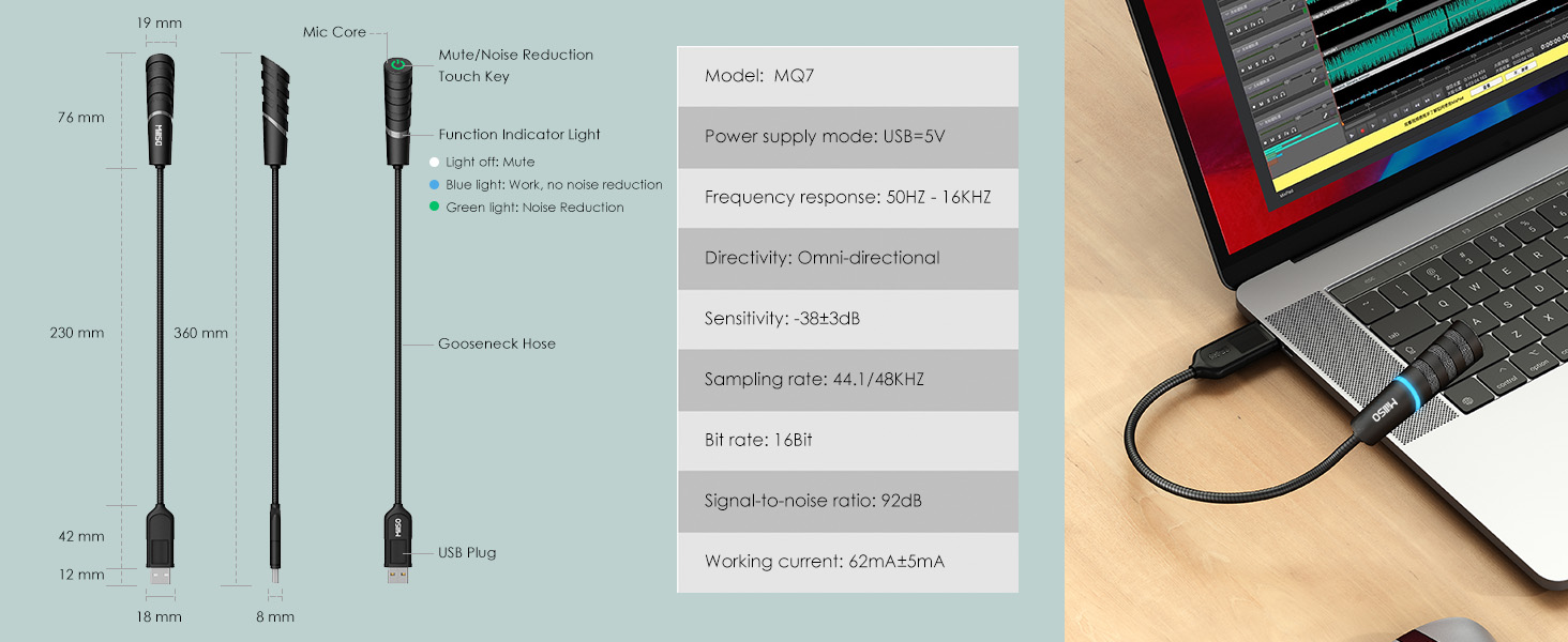 MillSO usb external microphone for laptop