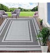 Outdoor Rugs 9x12 for Patios Clearance,Large Waterproof Rug for Camping,Porch,RV,Reversible,Coffee
