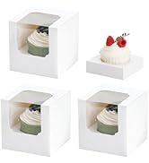 NPLUX 25 Pcs Cupcake Boxes Individual Cupcake Containers Pre-Assembled Single Cupcake Boxes 3.5