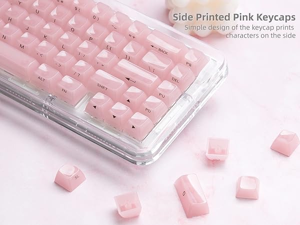 Womier Keycaps Jelly Pink - Ceramic Keycaps Style, Clear Keyboard Key Cap