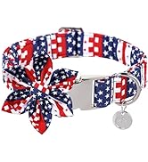 DOGWONG Patriotic Day Dog Collar with Flower - American Flag Dog Collar, 4th of July Dog Bow Coll...