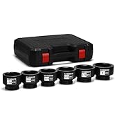 CASOMAN 6-Piece 1" Drive Shallow Spindle Axle Nut Impact Socket Set, 6-Point, Standard Large Sock...