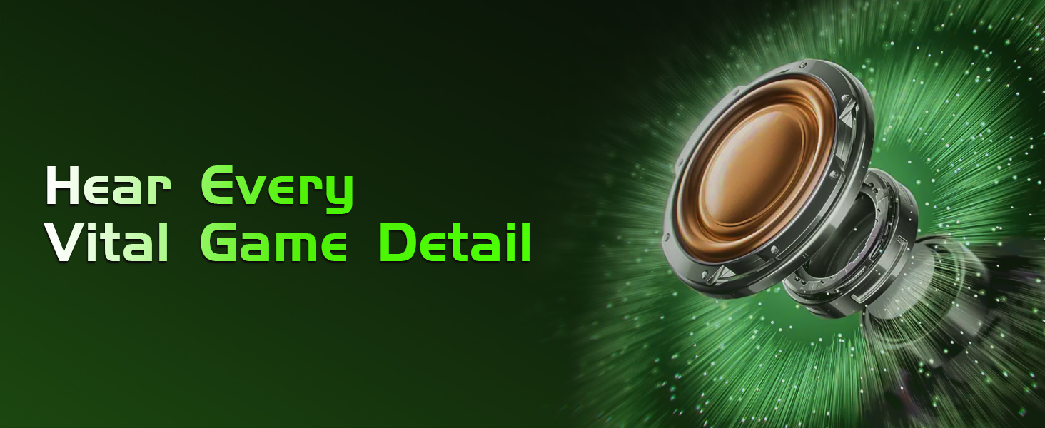 Powerful 50mm drivers providing 3D surround sound for cinematic movie watching and gaming