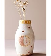 MOUGIGI Unique Ceramic Vase, Cute Boho Decor, Small Cream Vase for Dried Flowers or Single Bud - ...