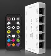 ARGB PWM Fan Hub Controller, 10-Port 12V-4Pin, 5V-3Pin ARGB with Magnetic Suction, Dual SATA Powe...