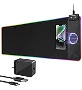 Wireless Charging RGB Gaming Mouse Pad 10W, 31.5"x11.8"x0.12" Extended Large Desk Mat Protector, ...