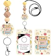 Obookey Teacher Lanyards for ID Badges - Teacher Lanyard with ID Holder, Teach Love Inspire Cute ...