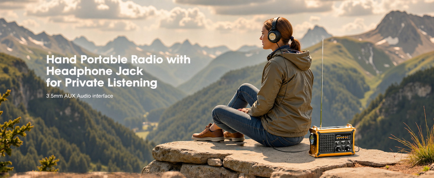 Hand Portable Radio with Headphone Jack for Private Listening