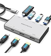 RSHTECH 7-in-1 USB C Hub Multiport Adapter with 2x4K@60Hz HDMI, USB-3.0 Data Ports(3A+1C), 100W P...