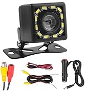 Backup Camera for Car with Easy Cigarette Lighter Cable,12 LED Lights Back Up Camera for Cars wit...