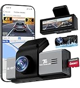 TECXERLLON Dash Cam, 4K Front and Rear Dual Camera with ADAS, 170°/150° Wide View, No-Light Night...
