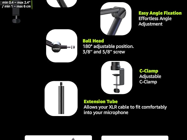 mic boom arm microphone stand mount desk mount desktop blue yeti elgato stands computer podcast