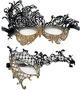 TFTSR Masquerade Masks for Women Couples,Men Mardi Gras Mask,Girls Black Gold Lace Eyes Costume,A...