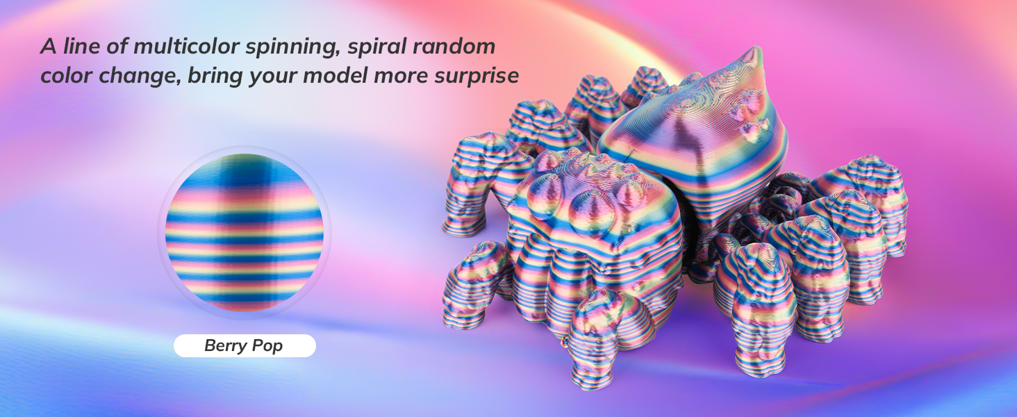 Silk PLA 3D Printer Filament, Shiny Multicolor Rainbow PLA Filament