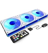 GSCOLER FC 120mm Case Fans White 3Pack, Infinity Mirror PWM PC Fans Reverse with Multiple Lightin...