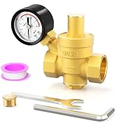 BOGERDACK DN20 3/4 inch Brass Water Pressure Regulator, with 0-220PSI Gauge, Adjustable Pressure ...