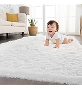 Zentavio White Area Rugs for Bedroom Soft Living Room Rugs 4x6 Fluffy Furry Shag Aesthetic Carpet...
