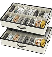 32 Pairs Shoe Organizer Under Bed, Sturdy Underbed Shoe Storage Boxes Bins, Organizador De Zapato...