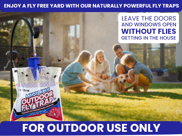 Fly trap for outdoor use only. Enjoy a fly free yard with our naturally powerful fly catcher outdoor